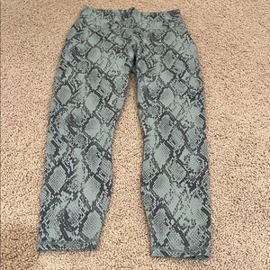 Fabletics Reptile Pattern Leggings - Gray and Green